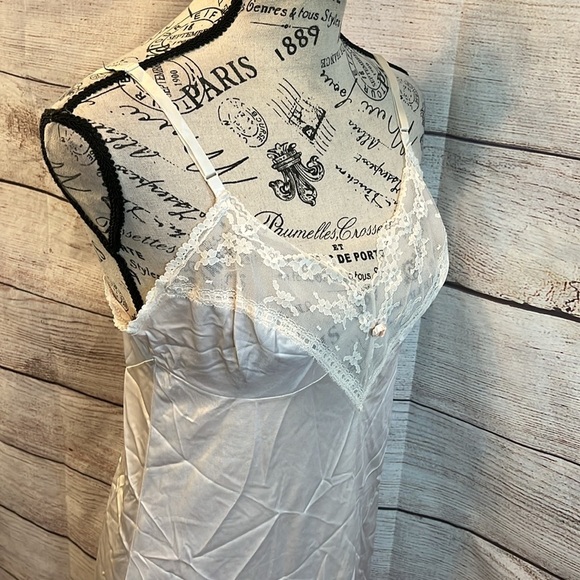 Vintage Kayser Full Body Slip White Pink Rosette Size 34 Made in USA - Picture 4 of 10